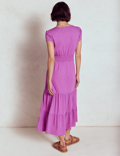 Eloise Tiered Jersey Dress-Foxglove Purple-5