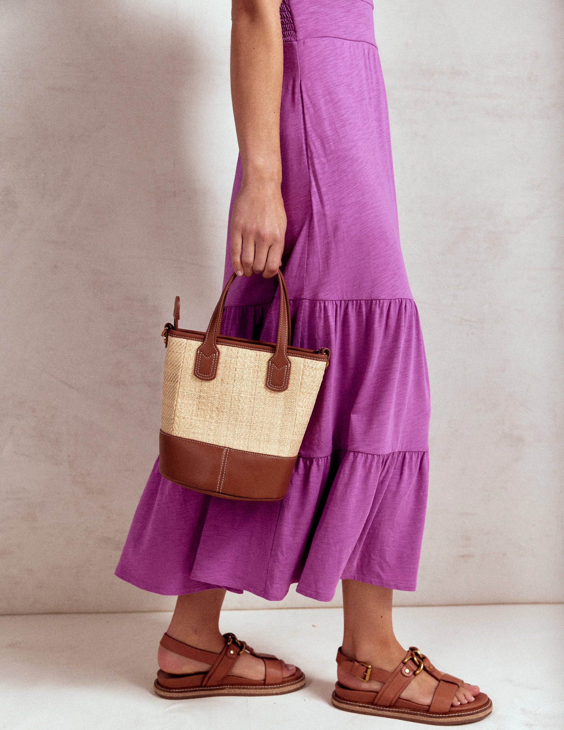 Eloise Tiered Jersey Dress-Foxglove Purple-1