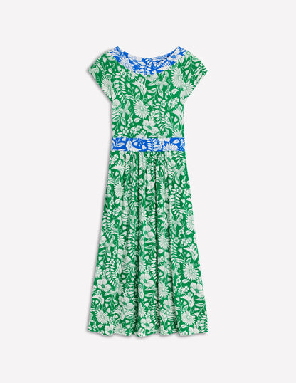 Melanie Jersey Midi Dress-Rich Emerald, Wildflower Trail-5