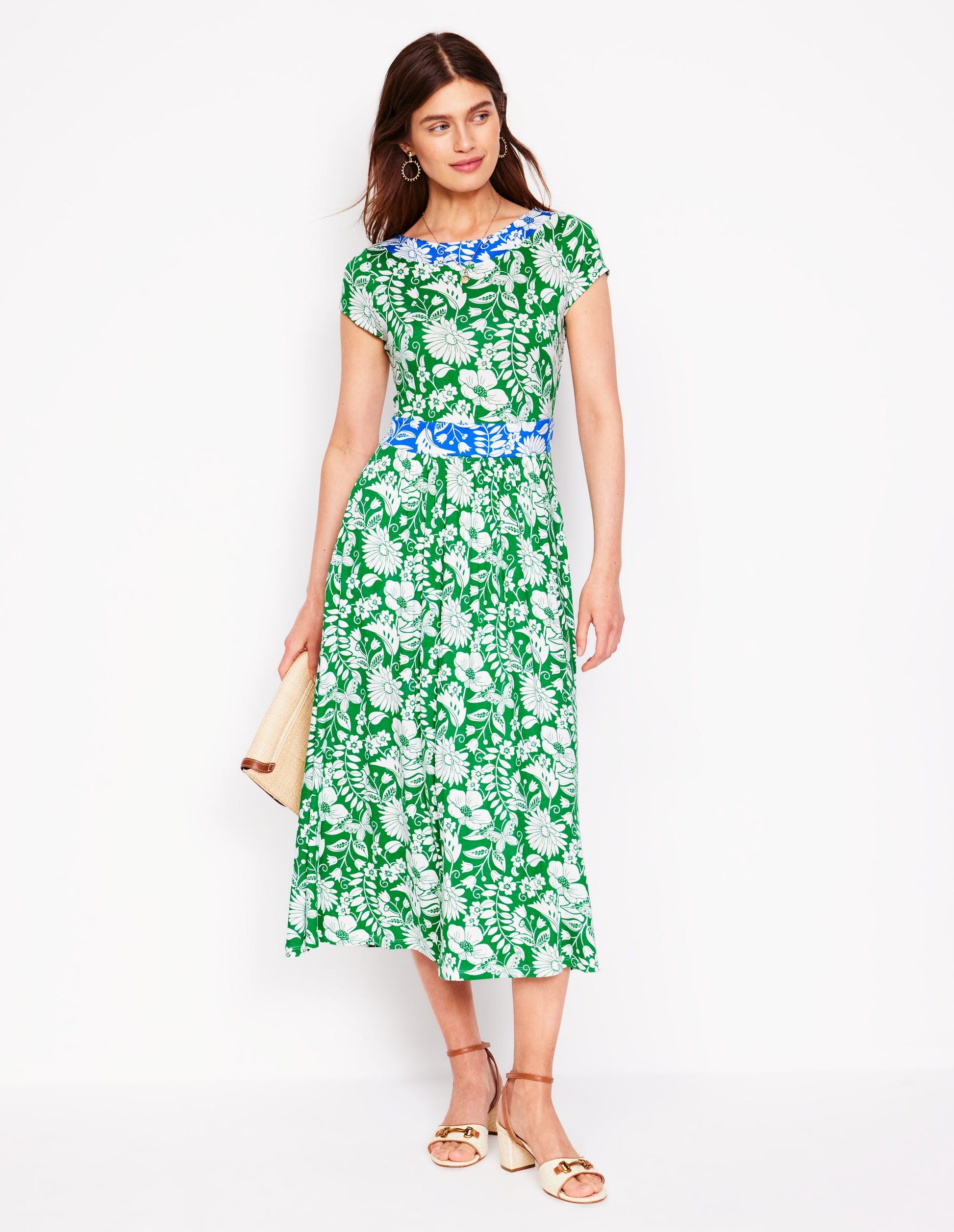 Melanie Jersey Midi Dress-Rich Emerald, Wildflower Trail-1