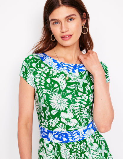 Melanie Jersey Midi Dress-Rich Emerald, Wildflower Trail-2