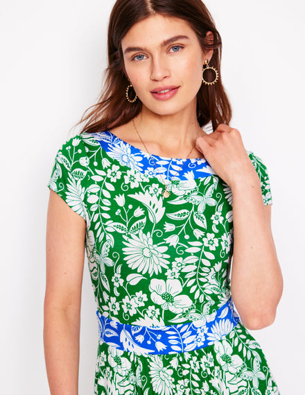 Melanie Jersey Midi Dress-Rich Emerald, Wildflower Trail