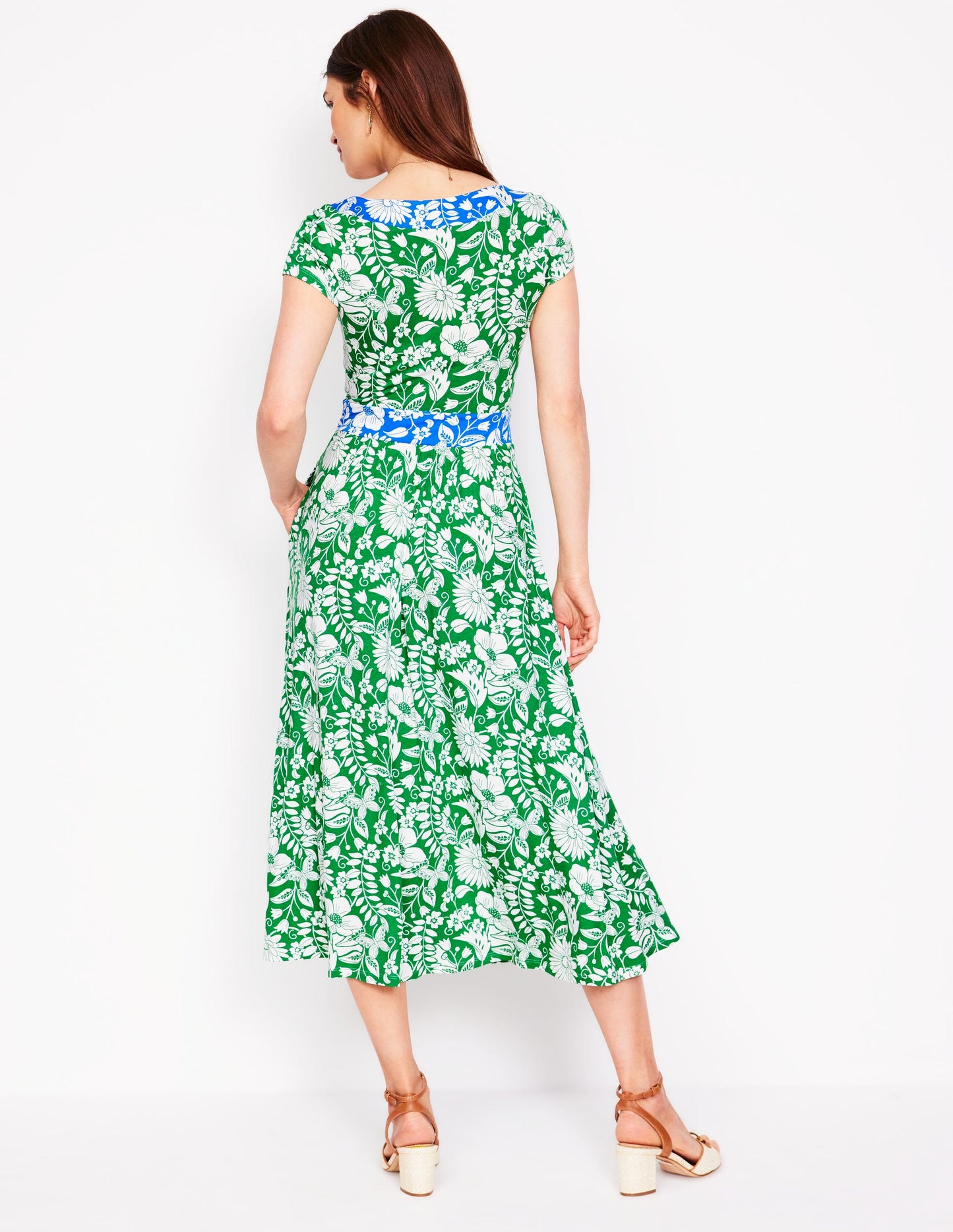 Melanie Jersey Midi Dress-Rich Emerald, Wildflower Trail