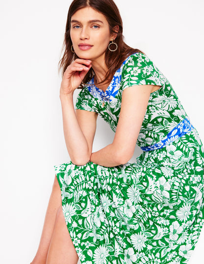 Melanie Jersey Midi Dress-Rich Emerald, Wildflower Trail-4