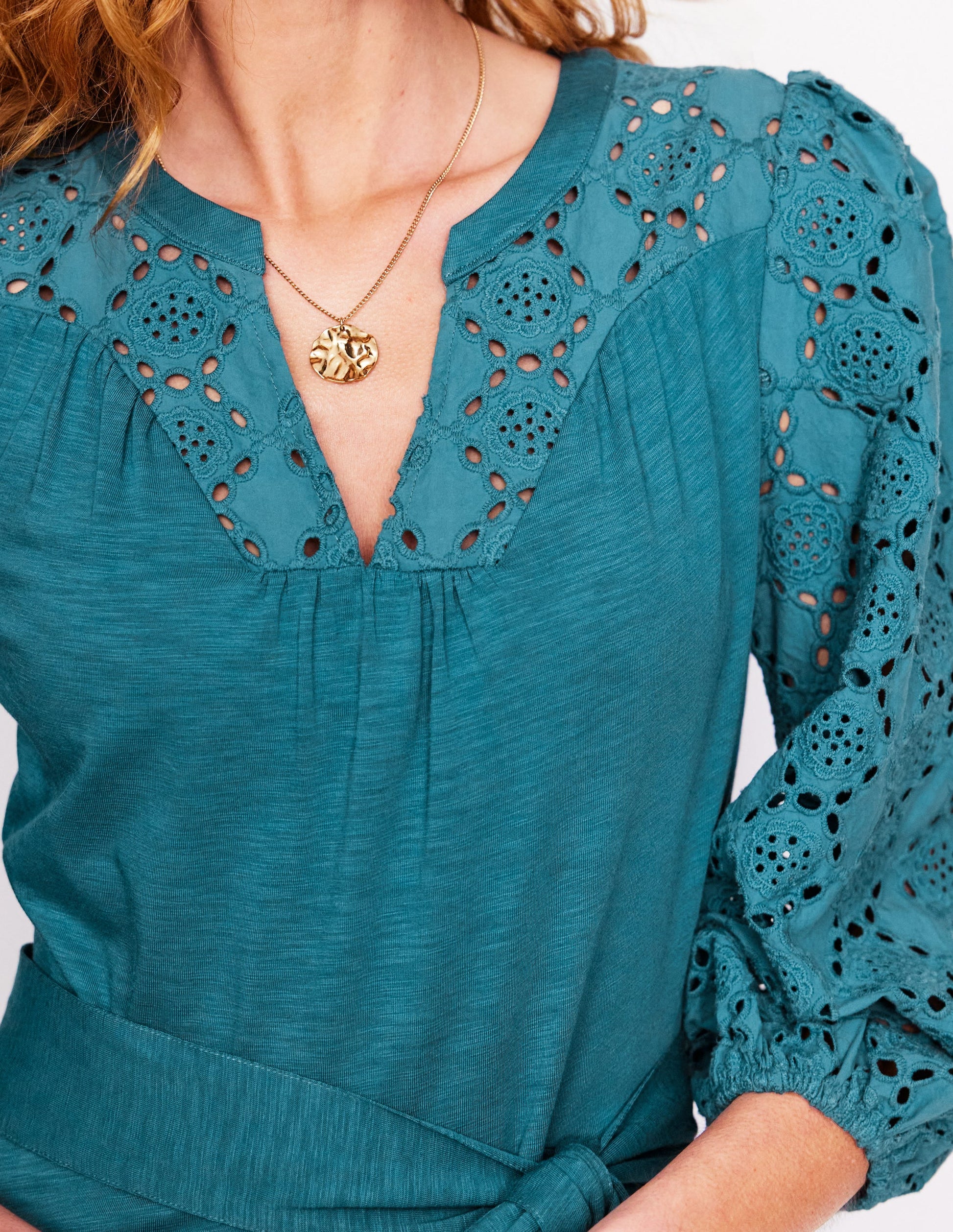 Eden Broderie Jersey Dress-Waterfall Blue-2