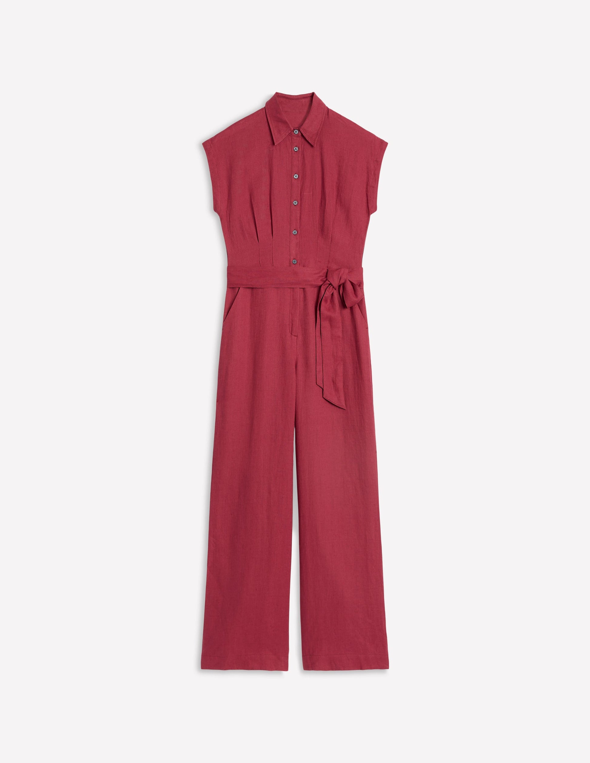 Colette Linen Jumpsuit-Terracotta Red-5