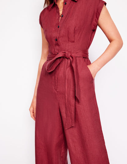 Colette Linen Jumpsuit-Terracotta Red-2