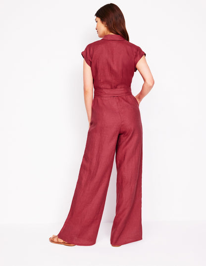 Colette Linen Jumpsuit-Terracotta Red-3