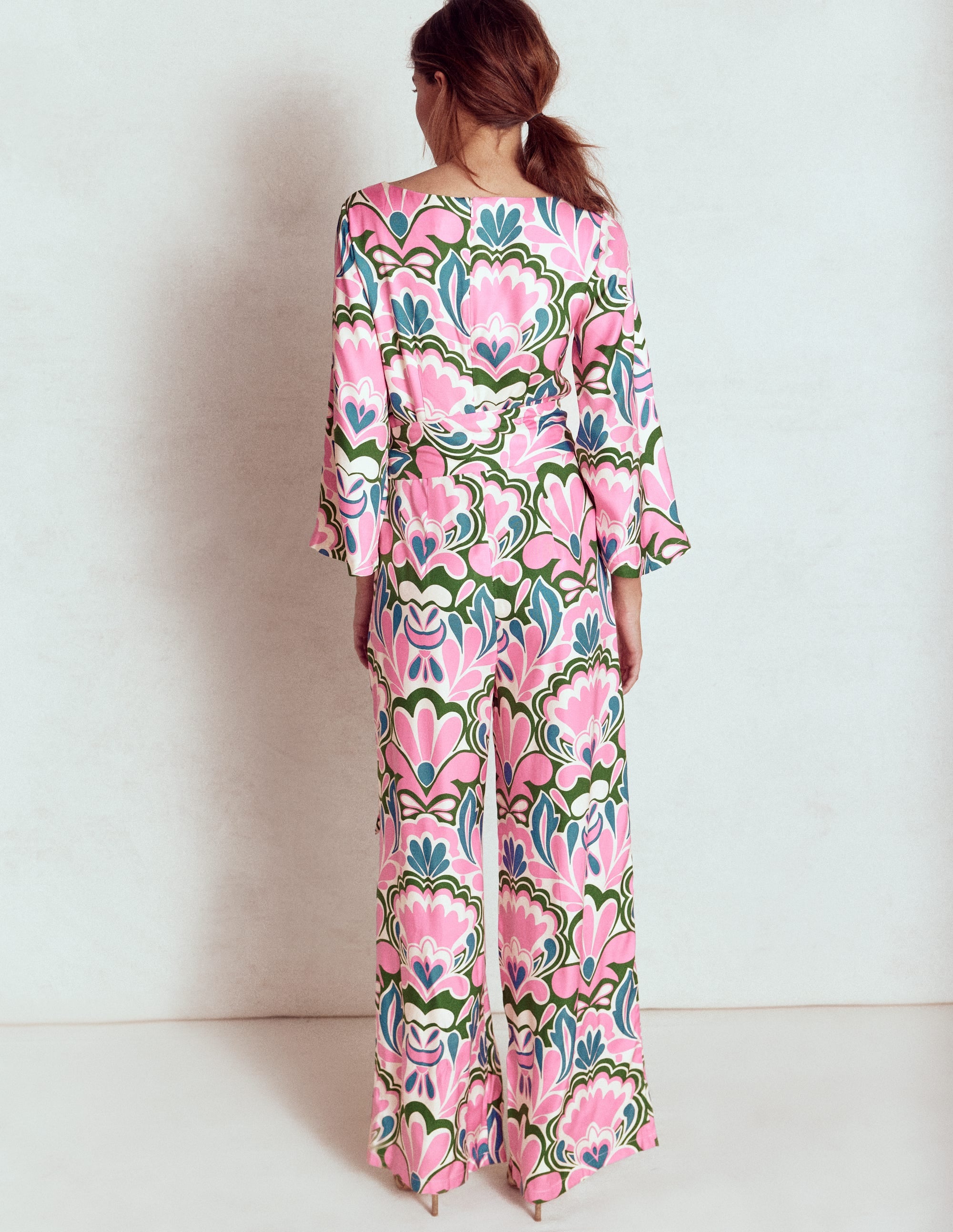 Kimono Sleeve Jumpsuit-Meadowsweet Pink, Freesia - Image 4