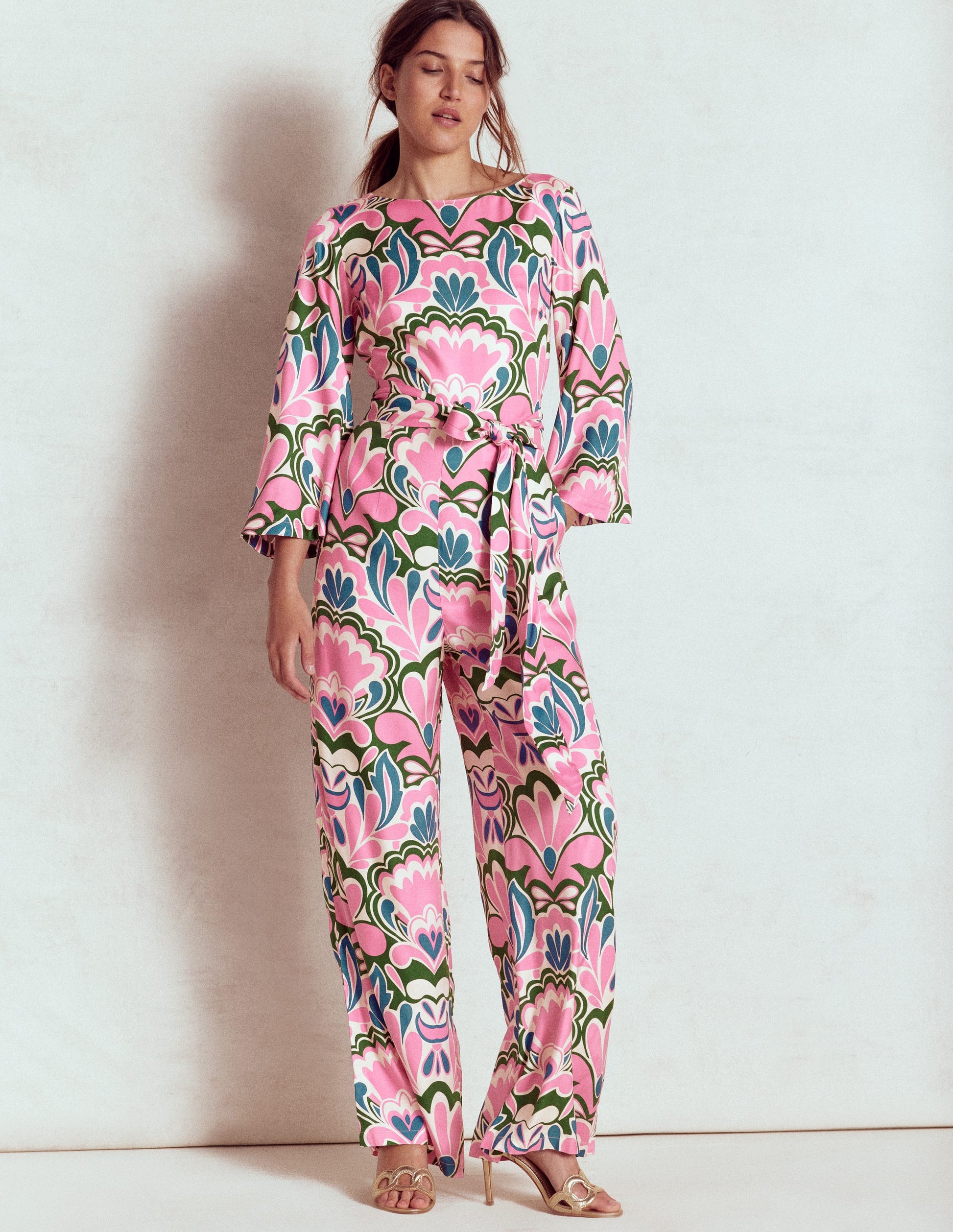 Kimono Sleeve Jumpsuit-Meadowsweet Pink, Freesia-5