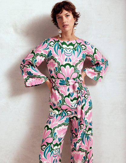 Kimono Sleeve Jumpsuit-Meadowsweet Pink, Freesia-6