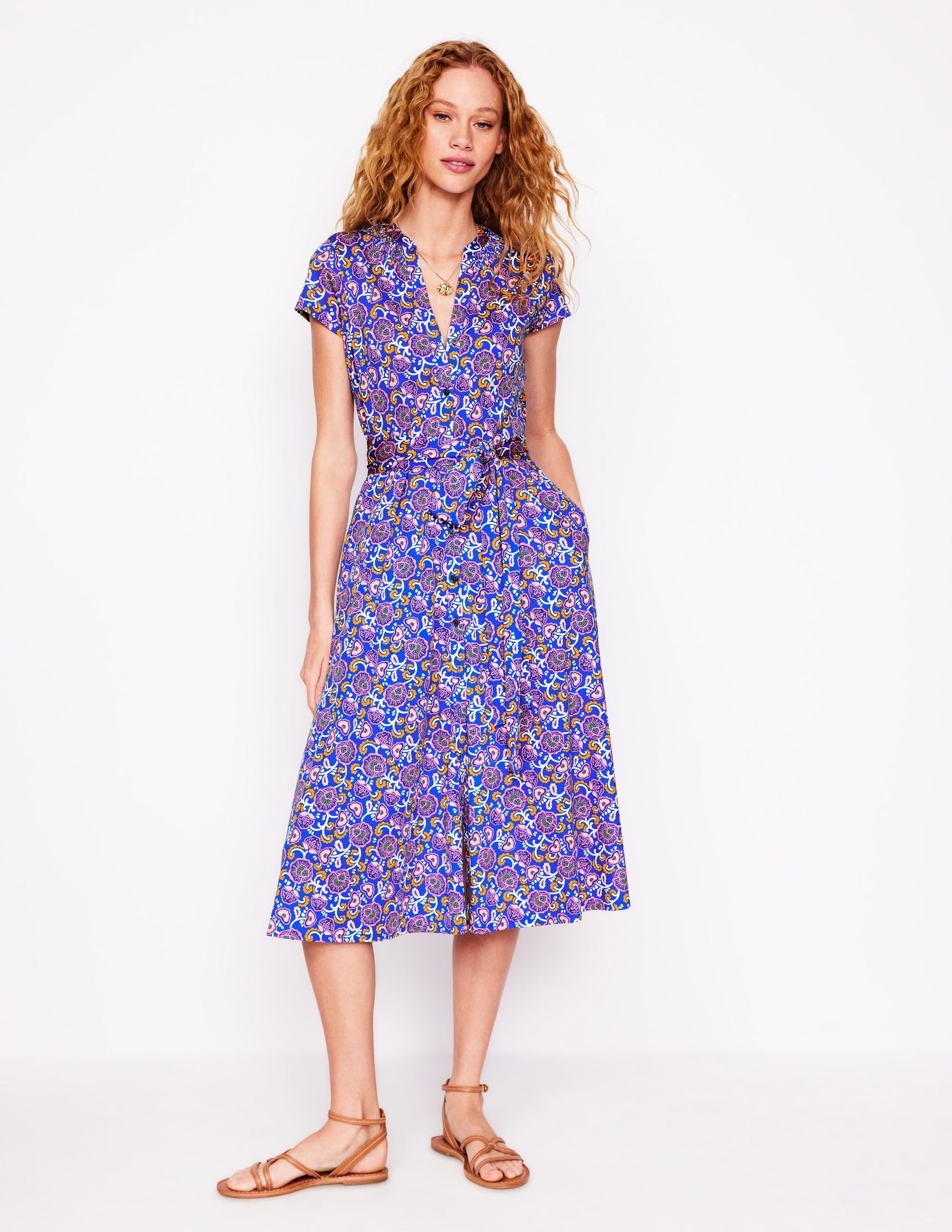 Sara Jersey Shirt Dress-Gallery Blue, Garden Vine | Boden Global Sara Jersey Shirt Dress-Gallery Blue, Garden Vine | Boden Global