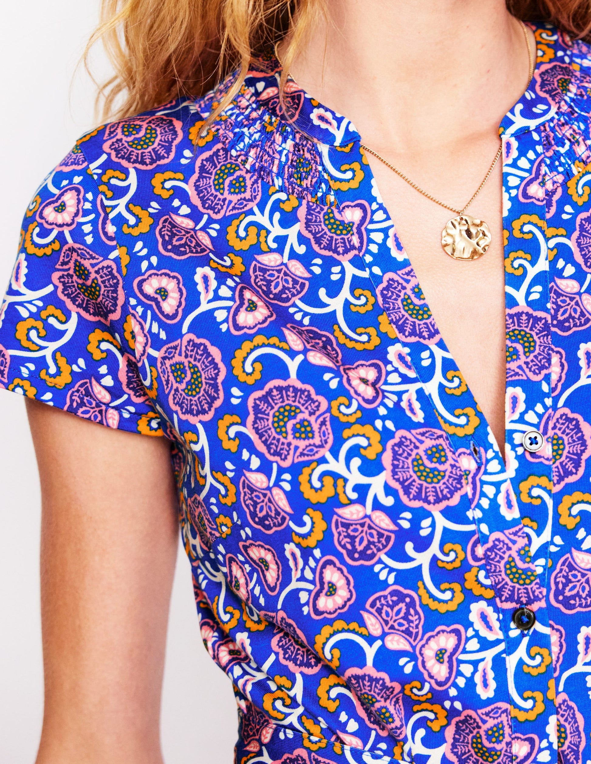 Sara Jersey Shirt Dress-Gallery Blue, Garden Vine | Boden Global Sara Jersey Shirt Dress-Gallery Blue, Garden Vine | Boden Global