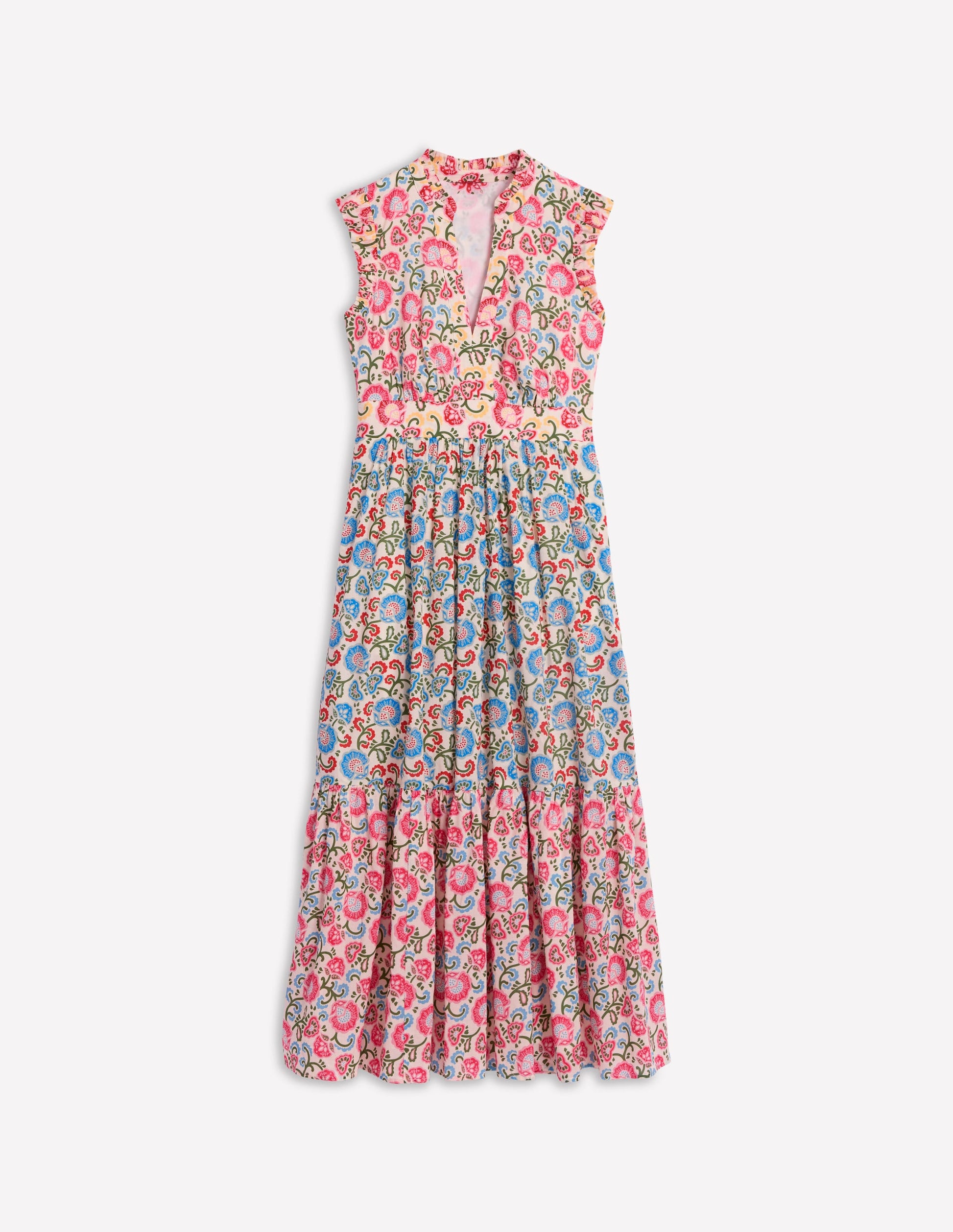 Wren Tiered Midi Dress-Ivory, Garden Vine-6