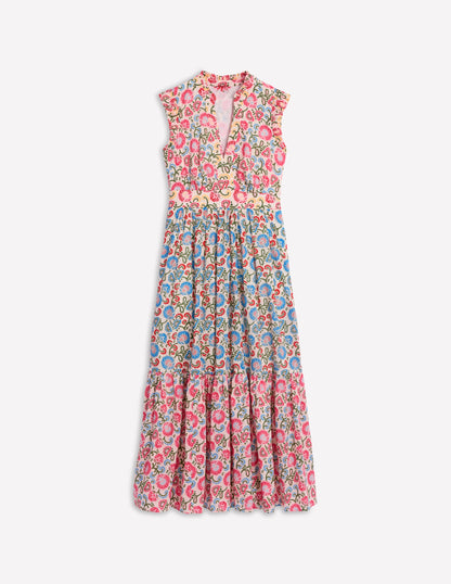 Wren Tiered Midi Dress-Ivory, Garden Vine-6