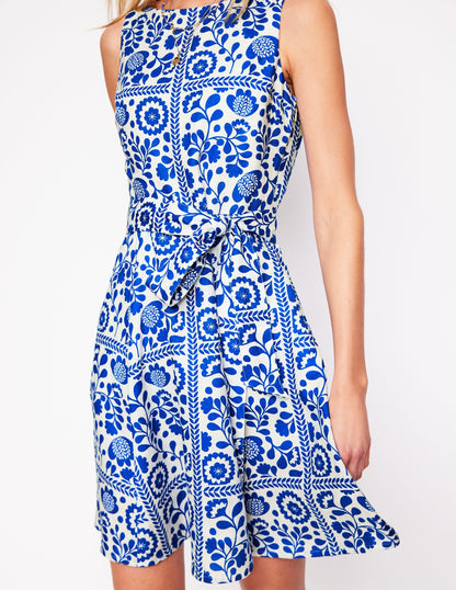 Anya Sleeveless Linen Dress-Gallery Blue, Walled Garden-2