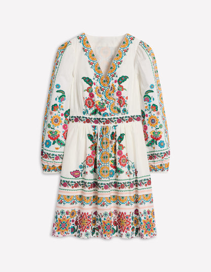 Mya Cotton Short Dress-Ivory, Botanical Sprig-6