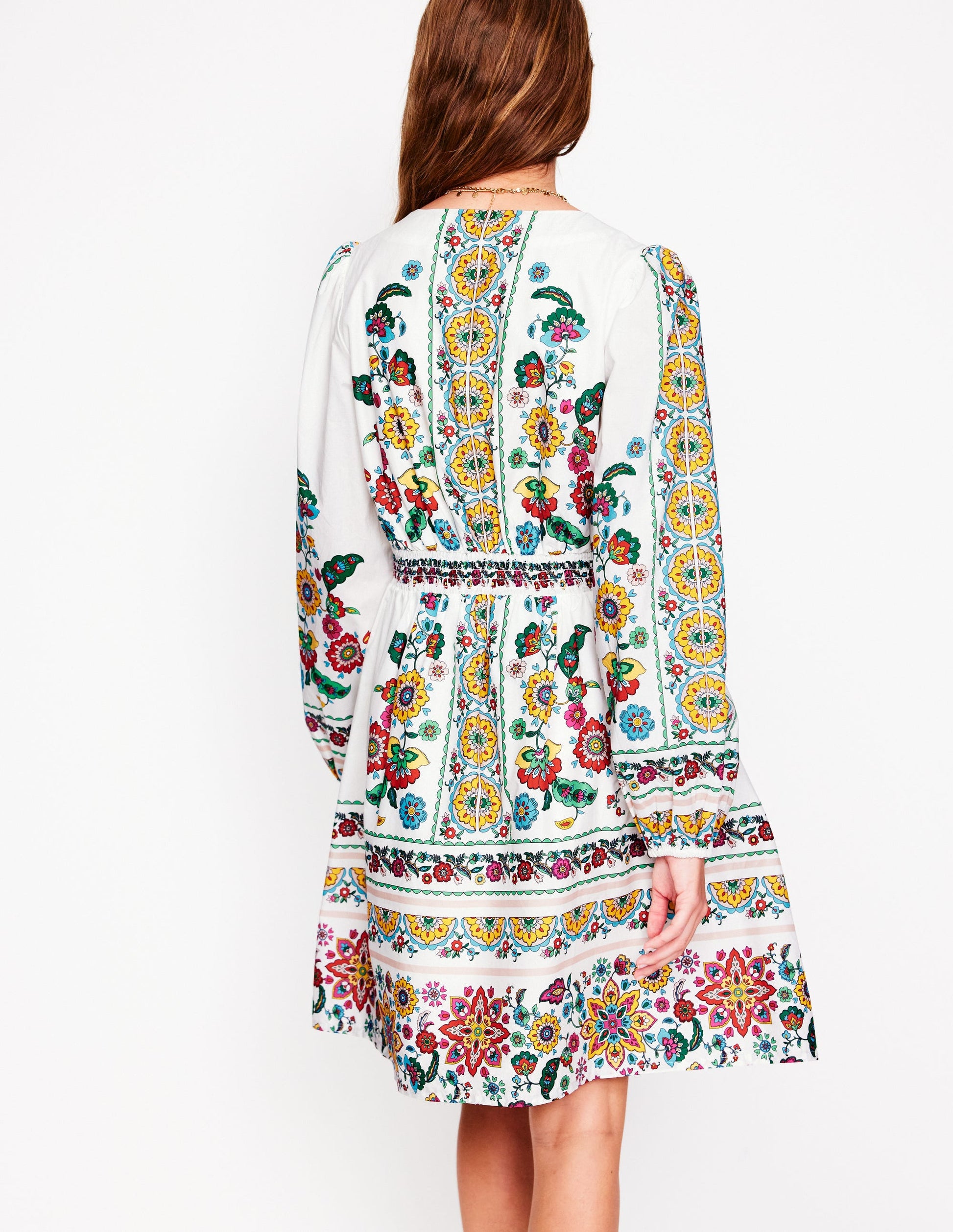 Mya Cotton Short Dress-Ivory, Botanical Sprig-4