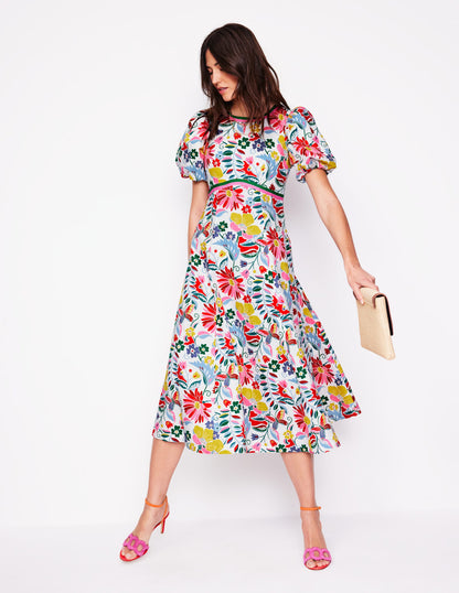 Empire Linen Tea Dress-Multi, Wildflower Trail-1