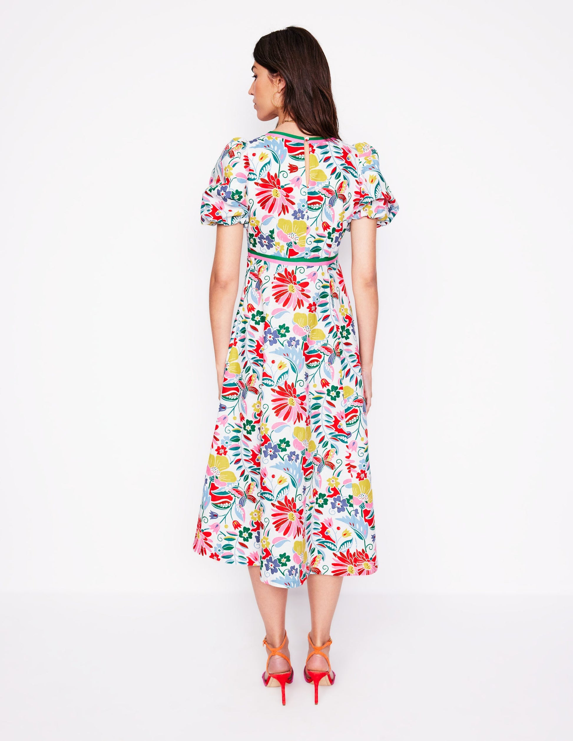 Empire Linen Tea Dress-Multi, Wildflower Trail-3