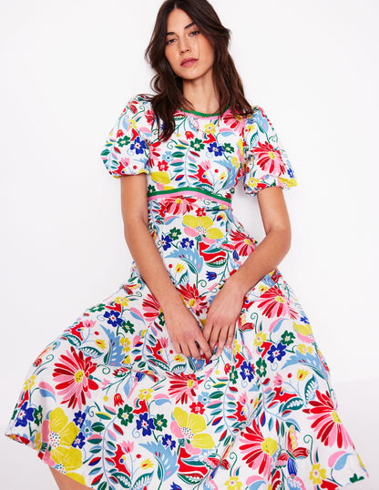Empire Linen Tea Dress-Multi, Wildflower Trail-4