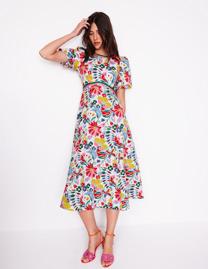 Empire Linen Tea Dress-Multi, Wildflower Trail-5