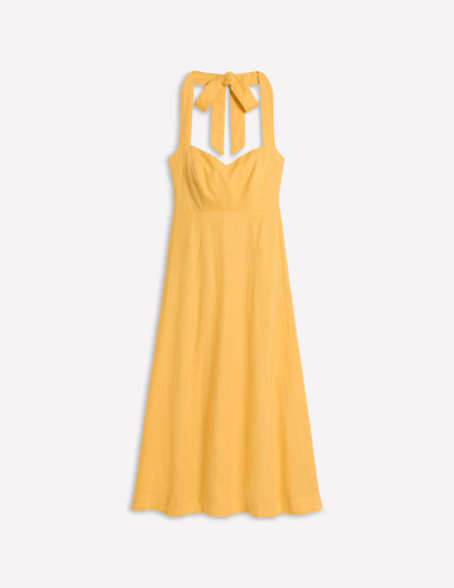 Halter Linen Dress-Buttermilk Yellow-6
