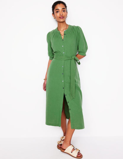 Ada Double Cloth Midi Dress-Paradise Green-1