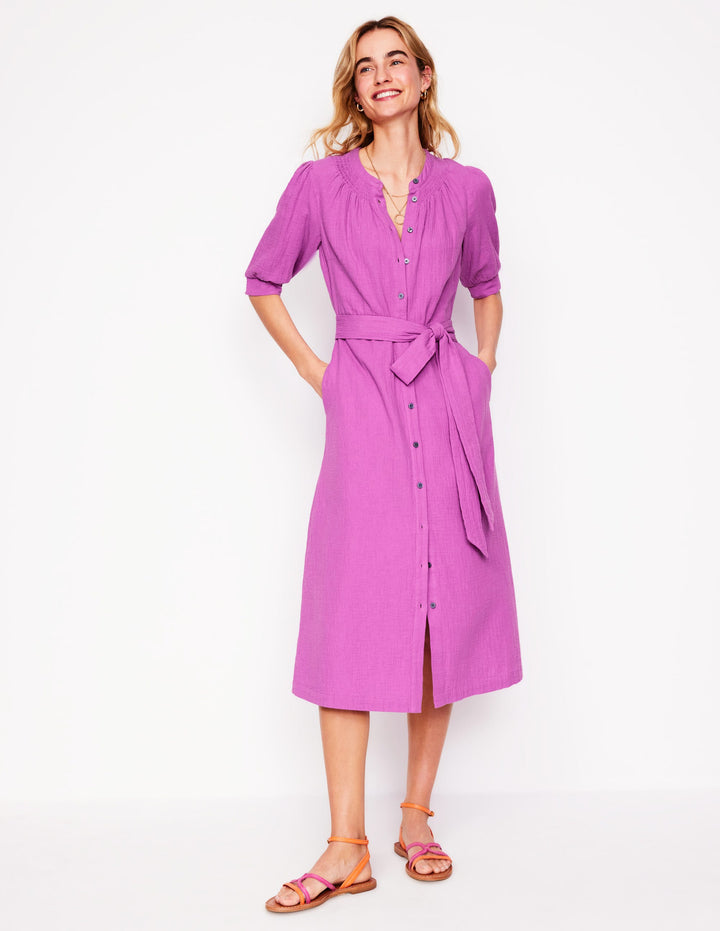Ada Double Cloth Midi Dress-Foxglove Purple