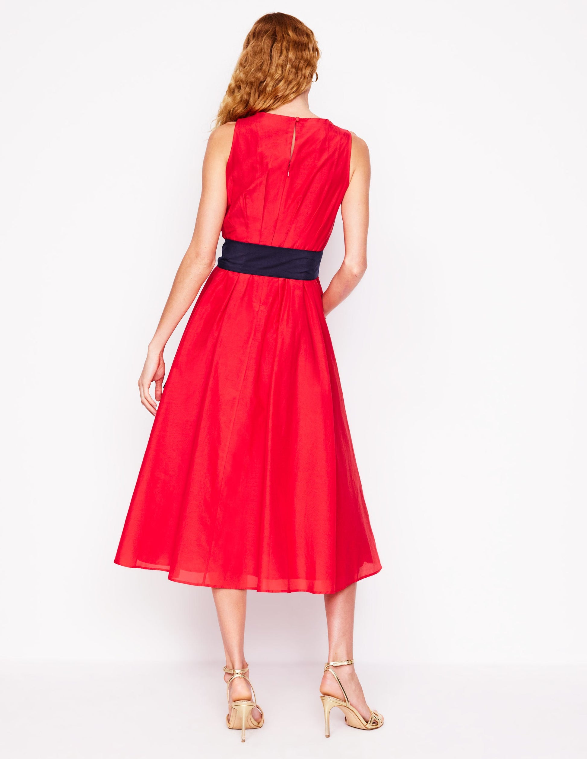 Pleated Sleeveless Dress-Poppy Red | Boden Global Pleated Sleeveless Dress-Poppy Red | Boden Global