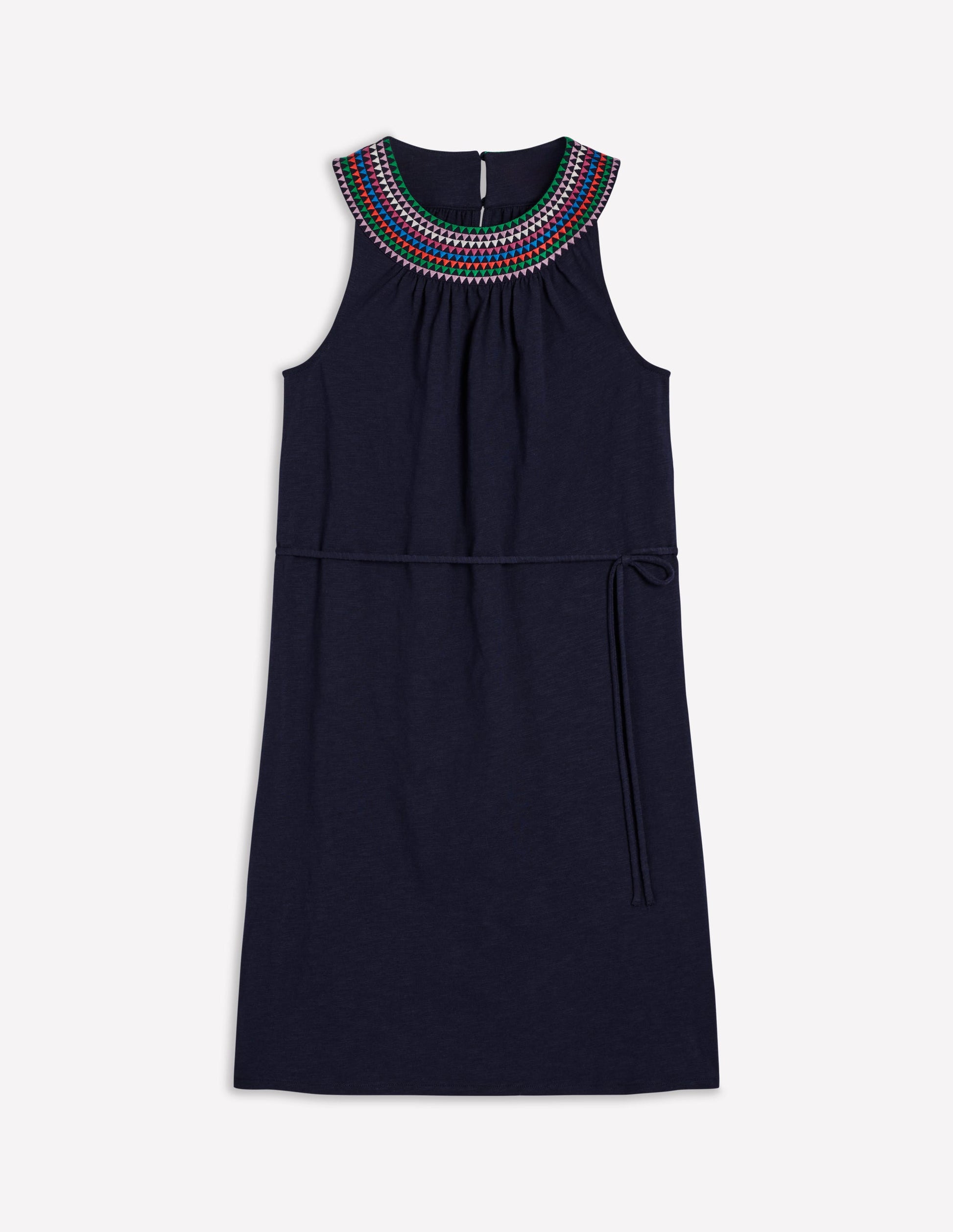 Eleni Embroidered Short Dress-Navy-6