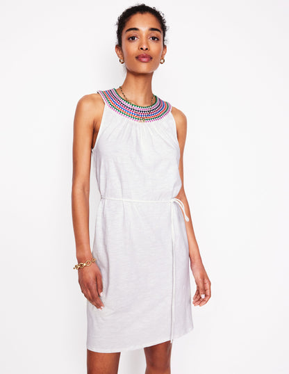 Eleni Embroidered Short Dress-White-1