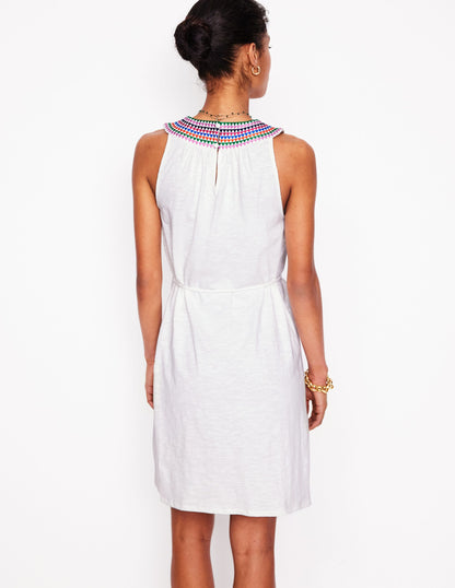 Eleni Embroidered Short Dress-White-3