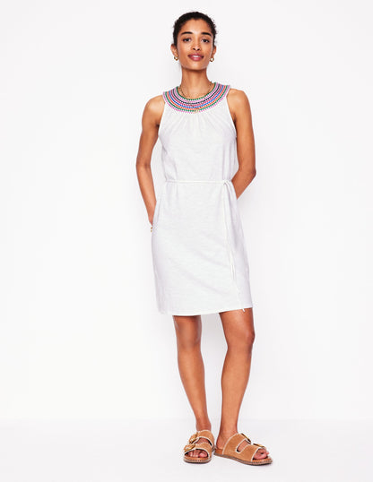 Eleni Embroidered Short Dress-White-4