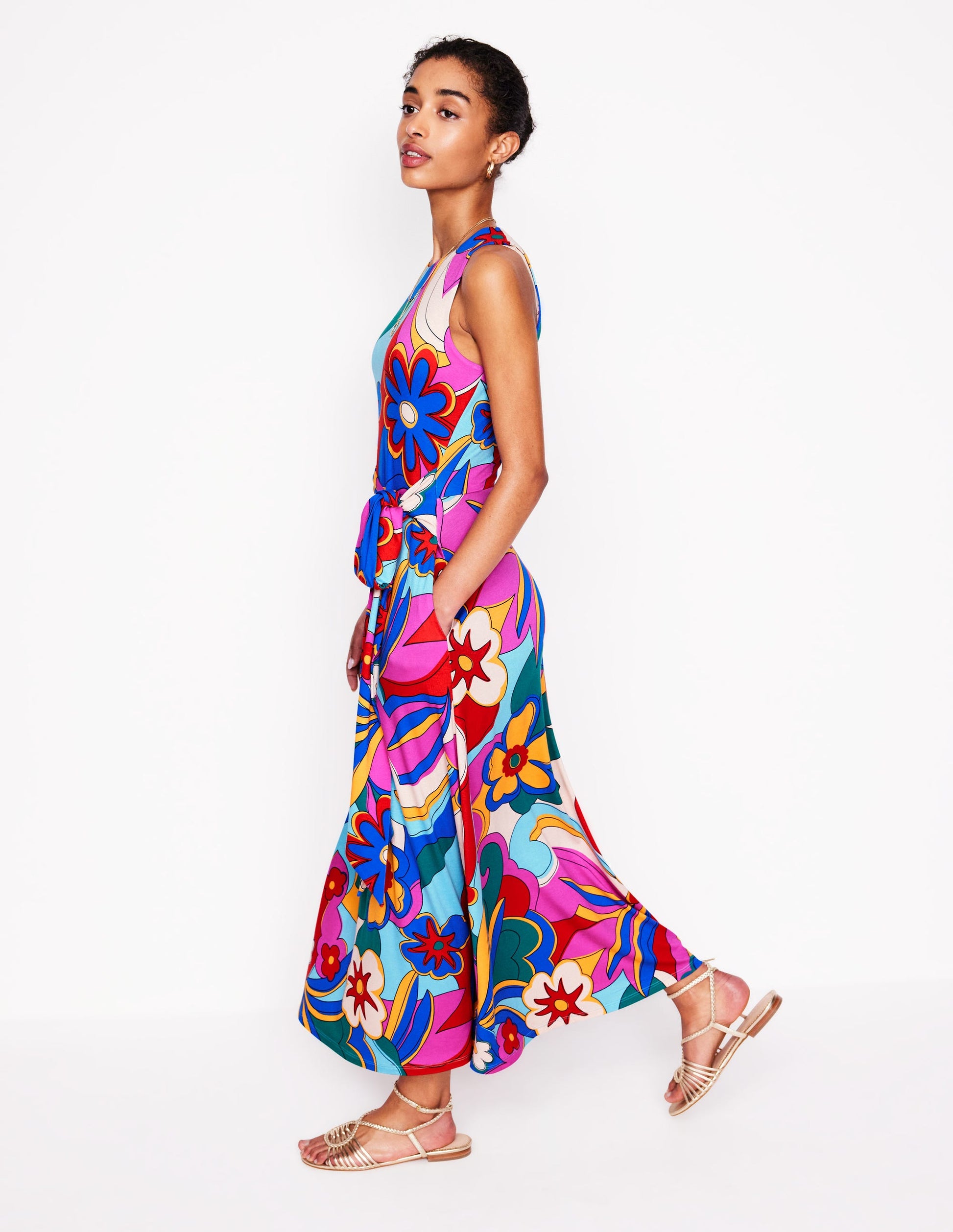 Grown On Tie Trapeze Dress-Multi, Blossomy Pop-5