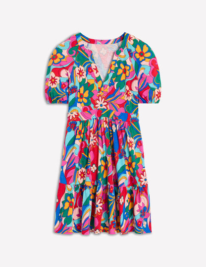 Piper Short Jersey Dress-Multi, Blossomy Pop-5