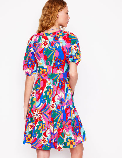 Piper Short Jersey Dress-Multi, Blossomy Pop-3