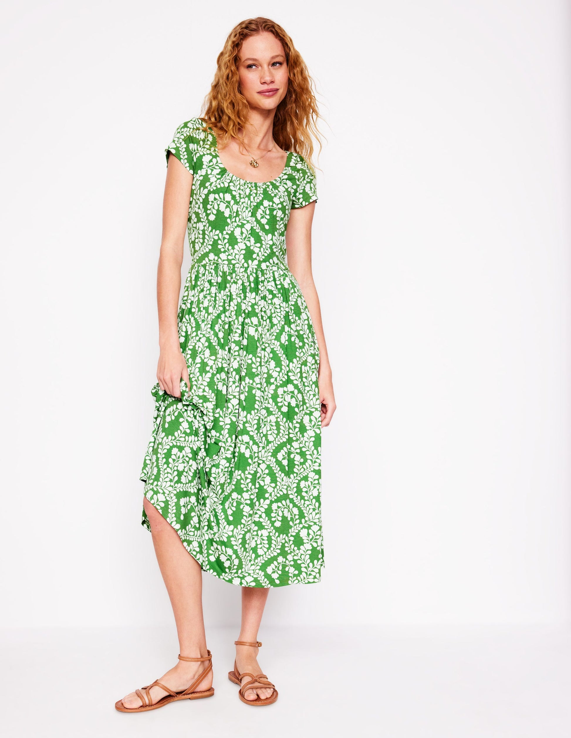 Samantha Scoop Jersey Dress-Paradise Green, Vine | Boden Global Samantha Scoop Jersey Dress-Paradise Green, Vine | Boden Global