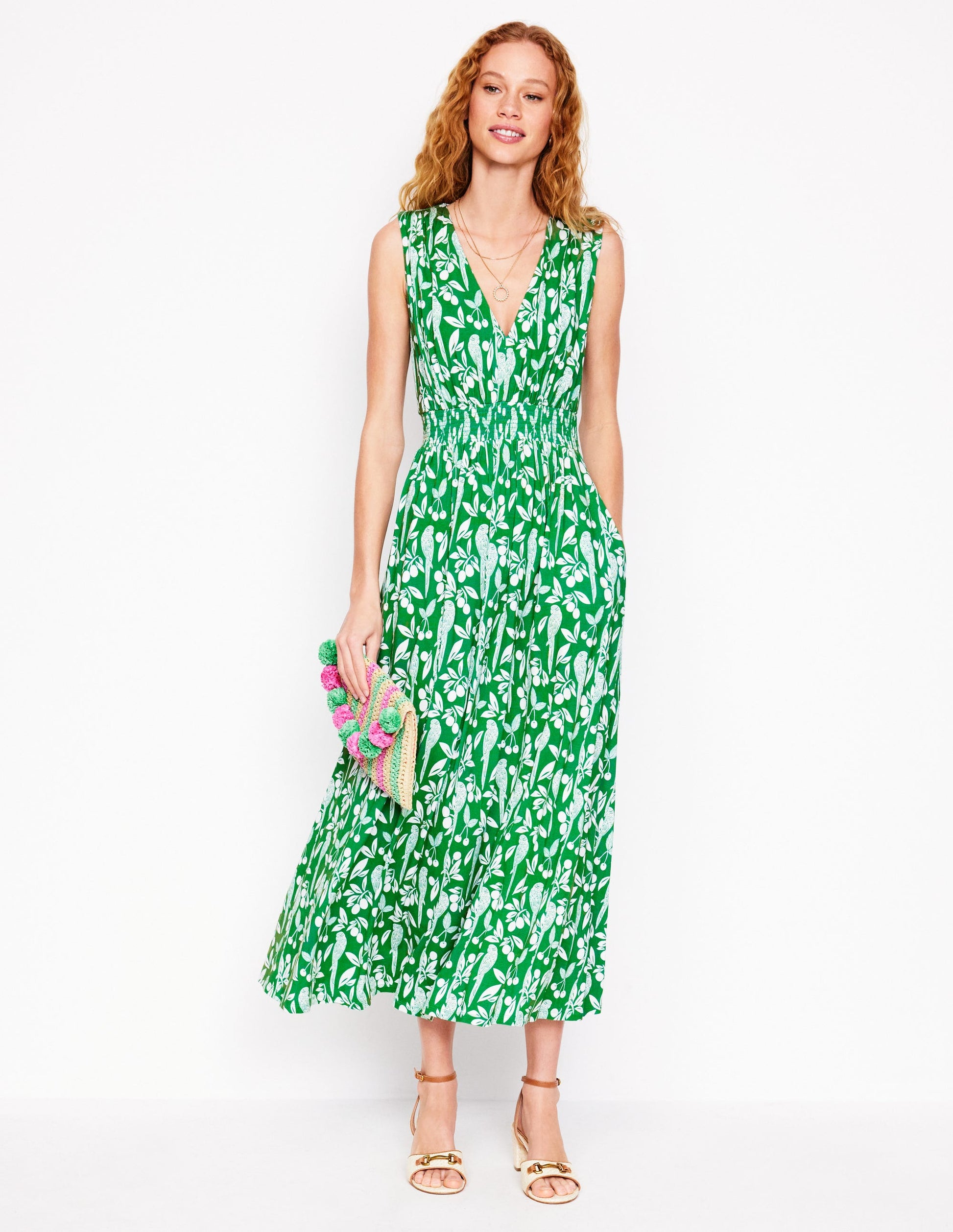 Paloma Jersey Maxi Dress-Rich Emerald, Parrot Pop-4