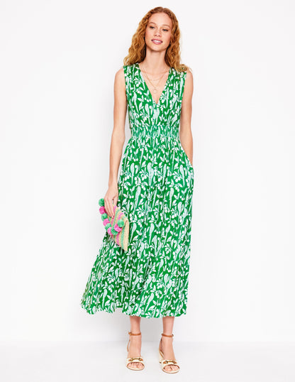 Paloma Jersey Maxi Dress-Rich Emerald, Parrot Pop-4
