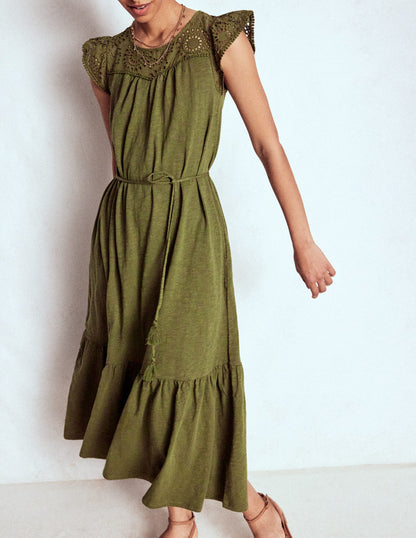 Juliet Broderie Midi Dress-Woodland Green-9