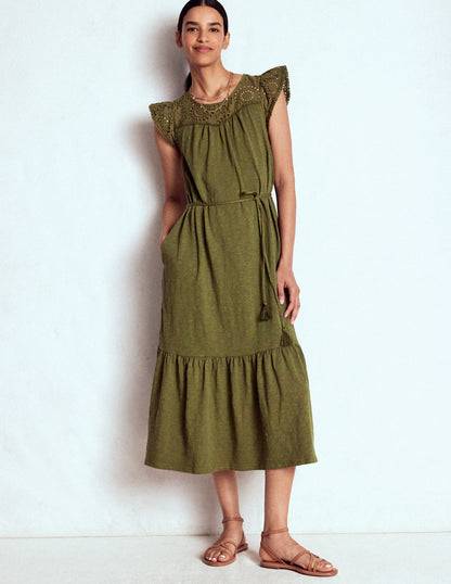 Juliet Broderie Midi Dress-Woodland Green-10