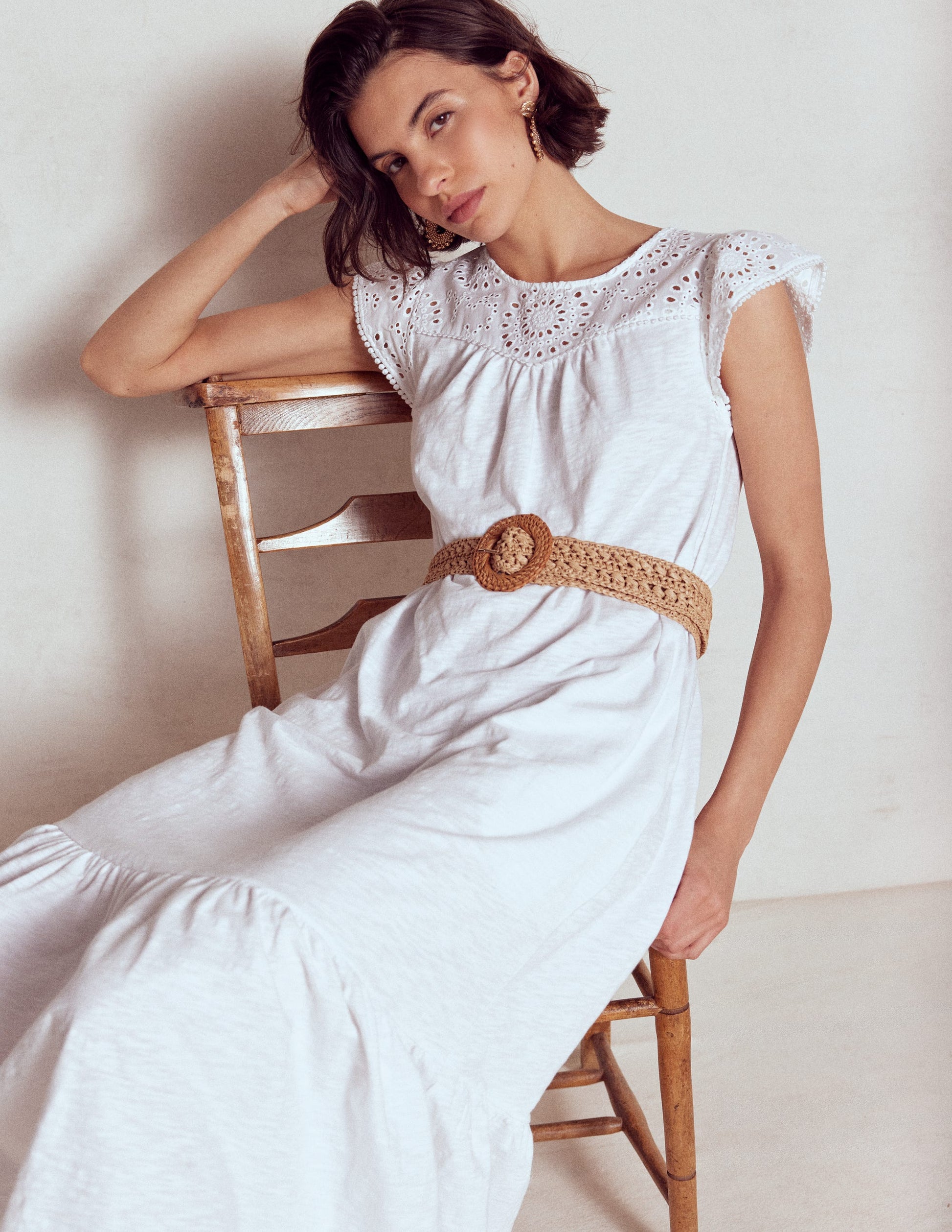 Juliet Broderie Midi Dress-White-3