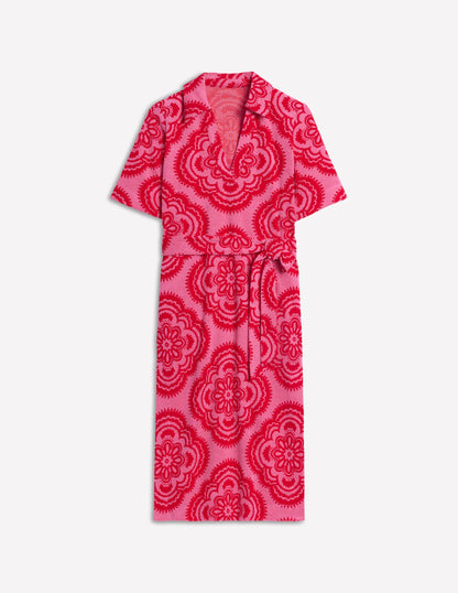 Collared Notch Towel Dress-Pink Rose, Botanic Blush-5