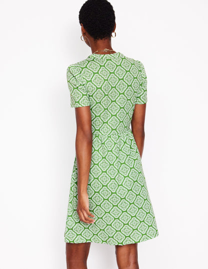 Naomi Short Sleeve Dress-Paradise Green, Botanic Blush-3