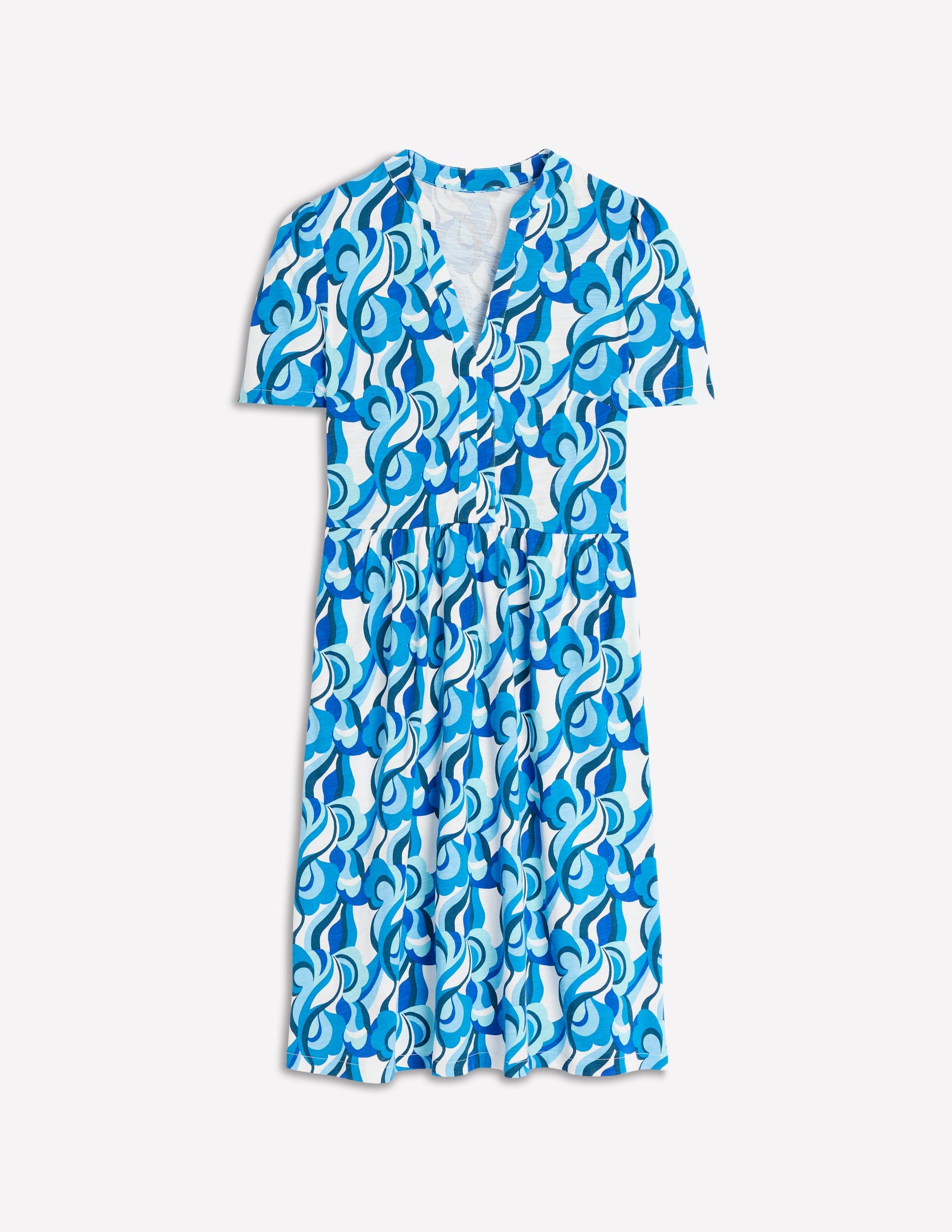Naomi Short Sleeve Dress-Blue, Abstract Swirl-5