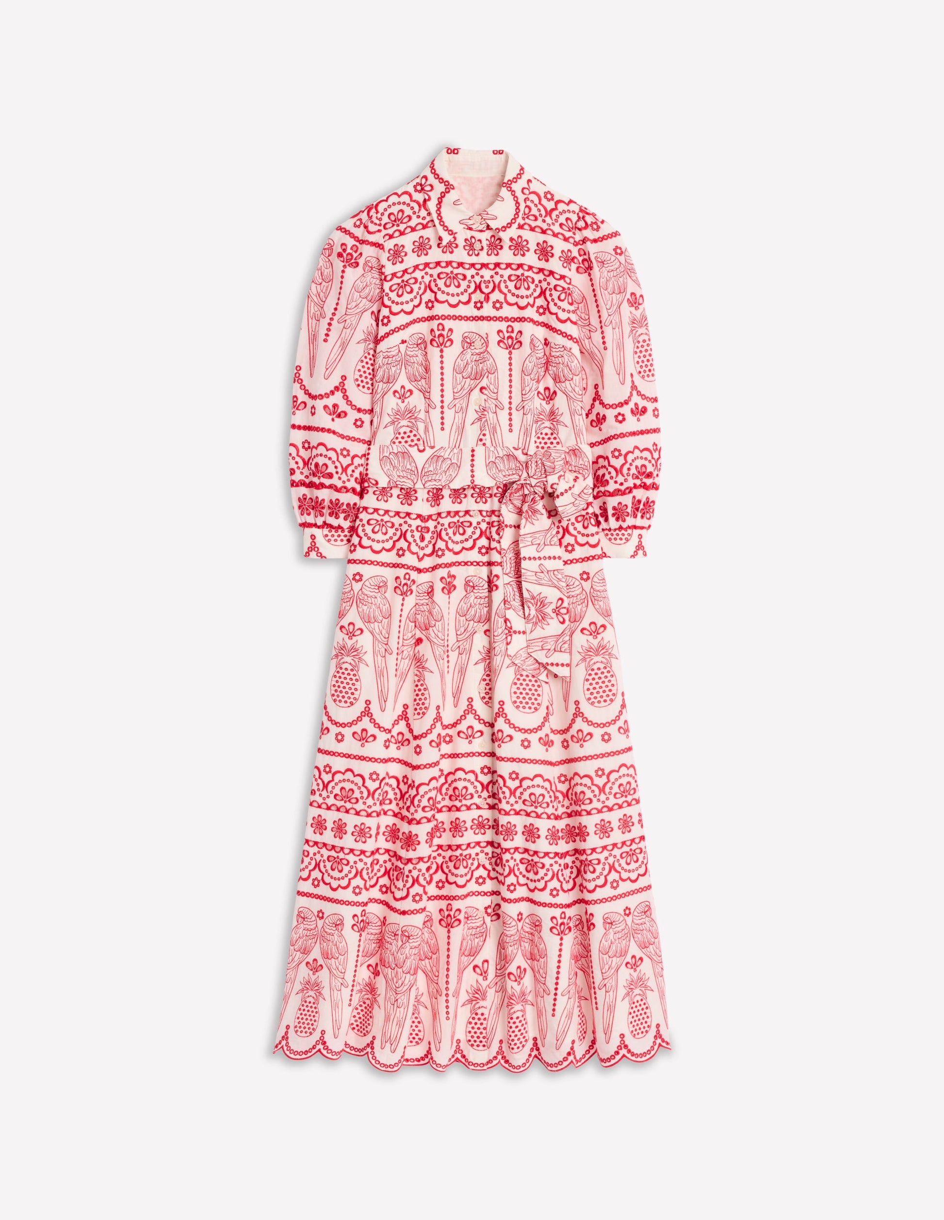 Clara Broderie Shirt Dress-Poppy Red, Parrot Broderie-8