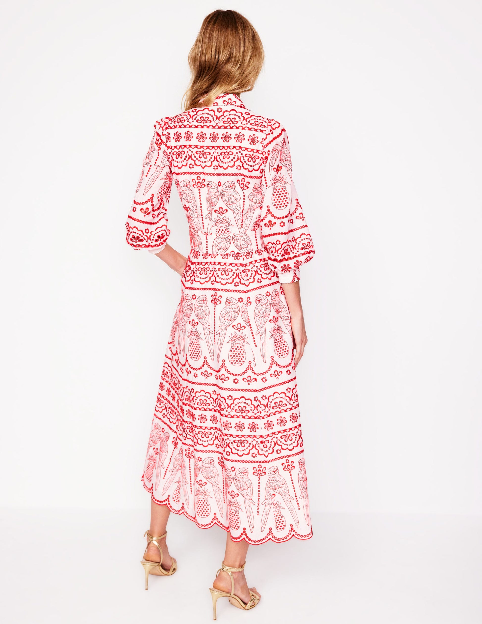 Clara Broderie Shirt Dress-Poppy Red, Parrot Broderie-3