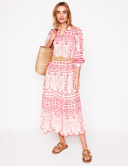 Clara Broderie Shirt Dress-Poppy Red, Parrot Broderie-6