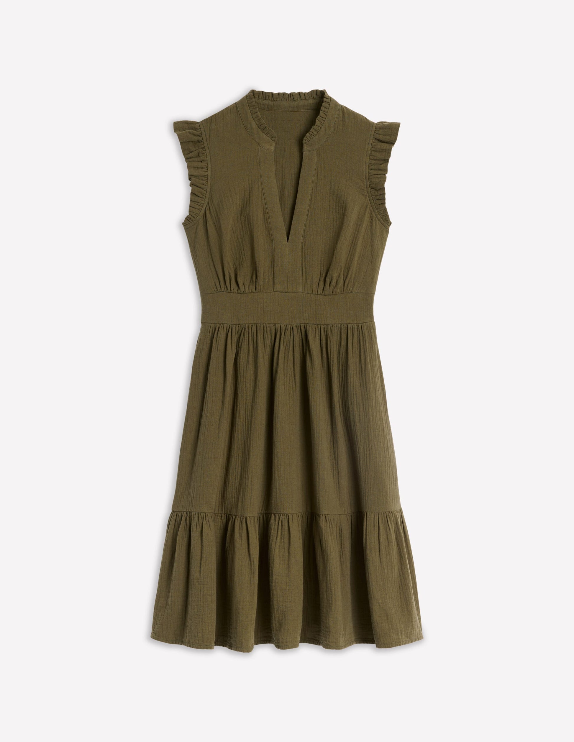 Wren Double Cloth Short Dress-Woodland Green-5